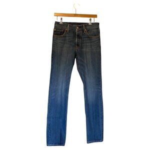 Levi's 501 Button Fly Blue Jeans Men's Tag 27x29 Red Tab Med Wash Measure 30x32